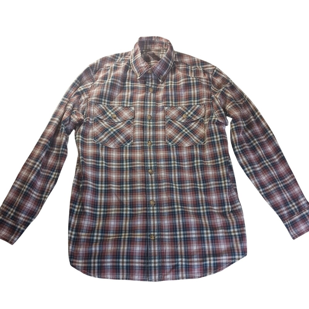 Duluth Trading Co. Plaid Shirt Men's L Trim Fit Long Sleeve Button Front‎